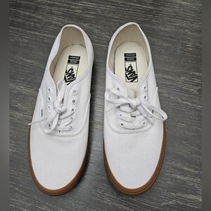 Vans Authentic Vintage White / Gum Sole. Low top Skate vans, Size 12 WIDE CUSTOM